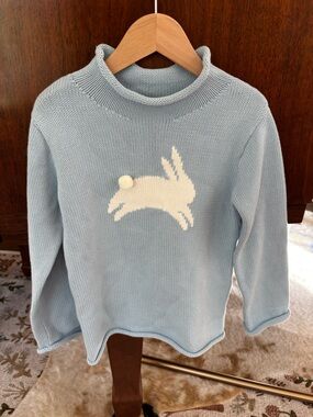 Mud Pie Light Blue Rollneck Bunny/Easter Sweater